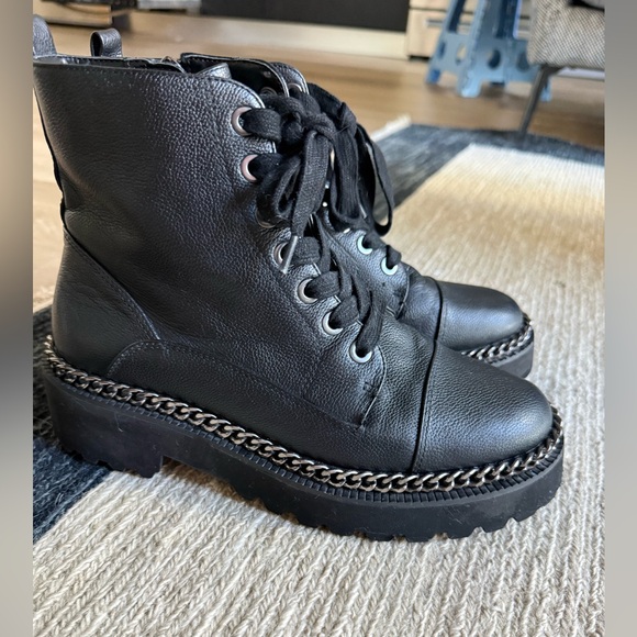 Vince Camuto Shoes - Vince Camuto Black Ankle Boots with Chain Detail